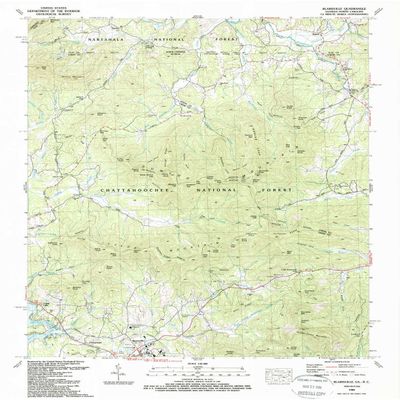 YellowMaps Blairsville GA topo map, 1:24000 Scale, 7.5 X 7.5 Minute, Historical, 1988, Updated 1988, 26.9 x 22 in - Polypropylene