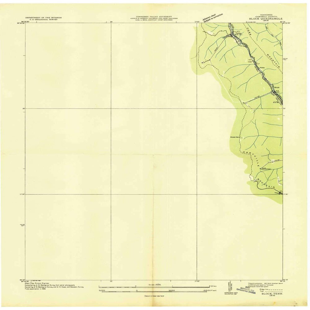 YellowMaps Block TN topo map, 1:24000 Scale, 7.5 X 7.5 Minute, Historical, 1936, 27.3 x 22.1 in - Polypropylene