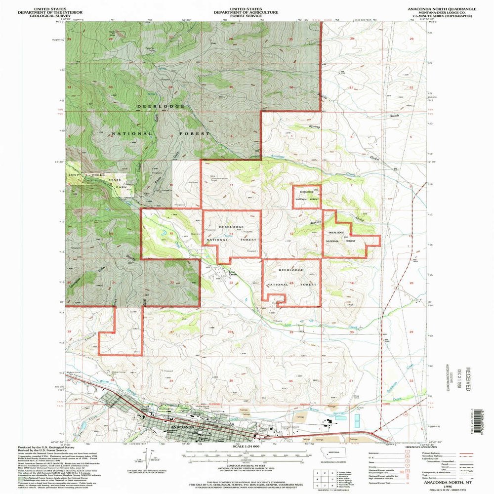 YellowMaps Anaconda North MT topo map, 1:24000 Scale, 7.5 X 7.5 Minute, Historical, 1996, Updated 1998, 26.8 x 21.7 in - Polypropylene