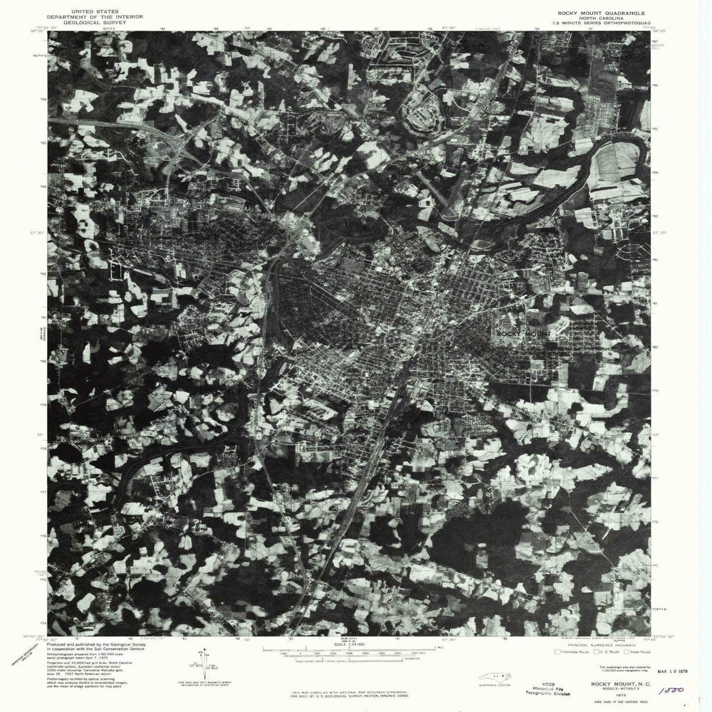 YellowMaps Rocky Mount NC topo map, 1:24000 Scale, 7.5 X 7.5 Minute, Historical, 1975, Updated 1978, 26.7 x 21.7 in - Polypropylene