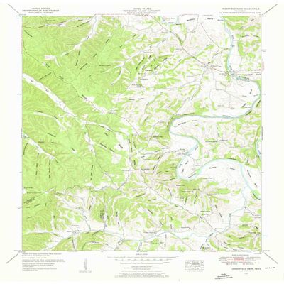 YellowMaps Greenfield Bend TN topo map, 1:24000 Scale, 7.5 X 7.5 Minute, Historical, 1951, Updated 1957, 27.5 x 22 in - Polypropylene