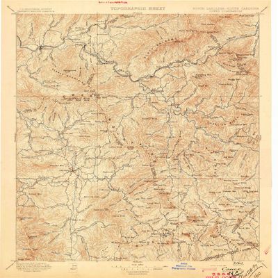 YellowMaps Cowee NC topo map, 1:125000 Scale, 30 X 30 Minute, Historical, 1897, 19.7 x 16.4 in - Polypropylene