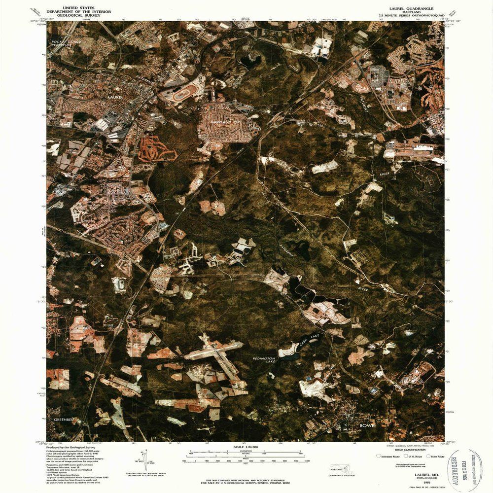 YellowMaps Laurel MD topo map, 1:24000 Scale, 7.5 X 7.5 Minute, Historical, 1981, Updated 1986, 26.7 x 22 in - Tyvek