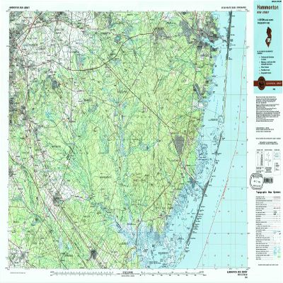 YellowMaps Hammonton NJ topo map, 1:100000 Scale, 30 X 60 Minute, Historical, 1984, Updated 1988, 24.1 x 40.2 in - Polypropylene