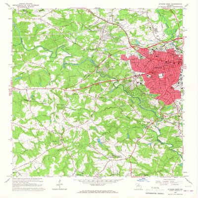 YellowMaps Athens West GA topo map, 1:24000 Scale, 7.5 X 7.5 Minute, Historical, 1964, Updated 1967, 26.9 x 22.1 in - Tyvek