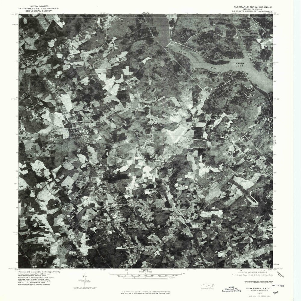 YellowMaps Albemarle NW NC topo map, 1:24000 Scale, 7.5 X 7.5 Minute, Historical, 1977, Updated 1979, 26.9 x 22 in - Polypropylene