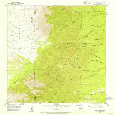 YellowMaps Capilla Peak NM topo map, 1:24000 Scale, 7.5 X 7.5 Minute, Historical, 1954, Updated 1955, 26.9 x 22 in - Polypropylene