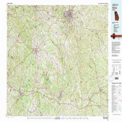 YellowMaps Athens GA topo map, 1:100000 Scale, 30 X 60 Minute, Historical, 1980, Updated 1981, 24 x 44 in - Polypropylene