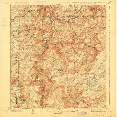 YellowMaps Accident MD topo map, 1:62500 Scale, 15 X 15 Minute, Historical, 1900, Updated 1927, 19.8 x 16.5 in - Tyvek