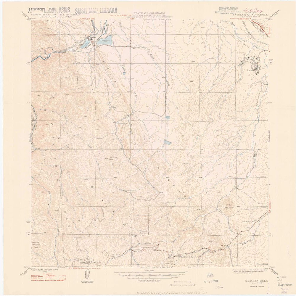 YellowMaps Kassler CO topo map, 1:24000 Scale, 7.5 X 7.5 Minute, Historical, 1948, 27.3 x 22.1 in - Polypropylene
