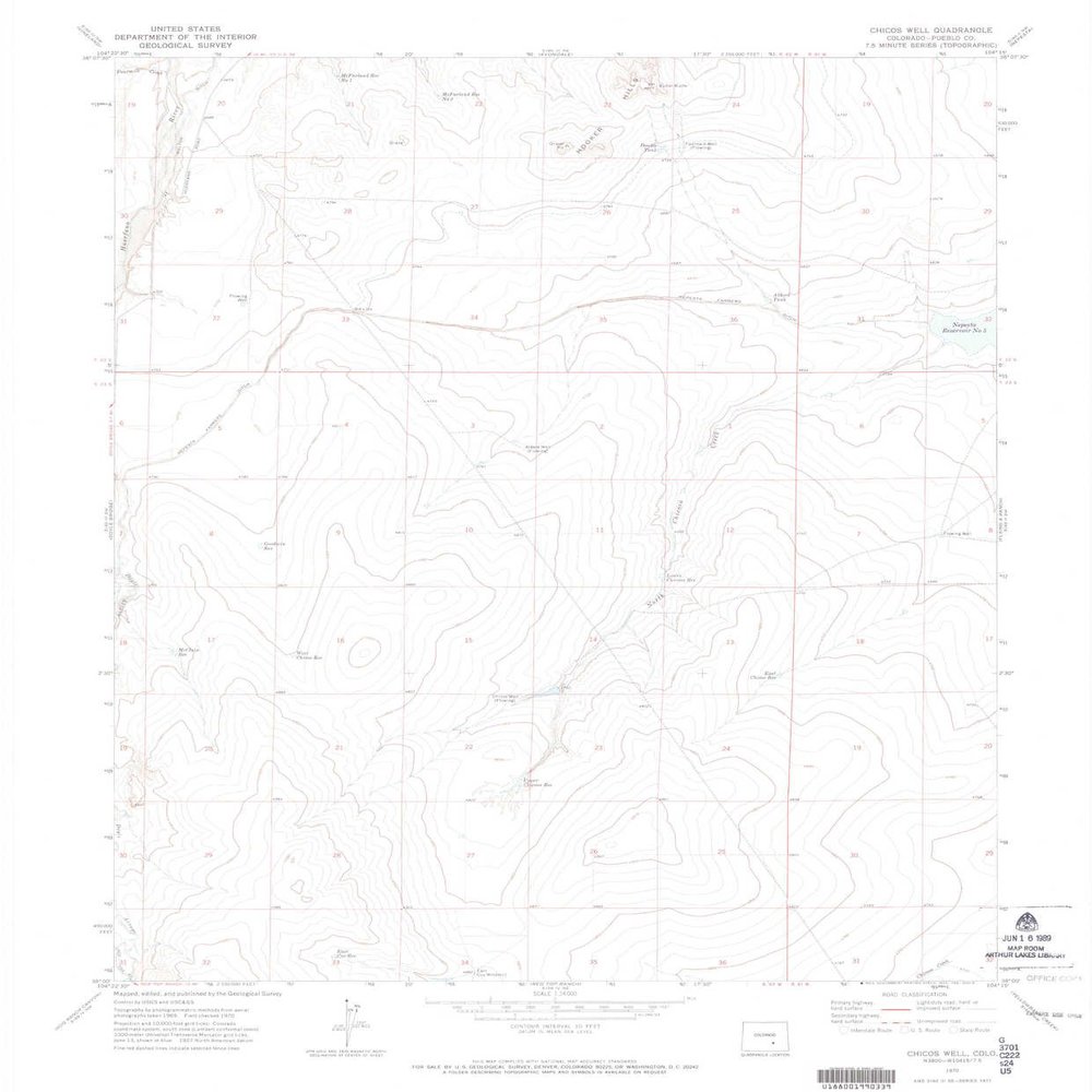 Chicos Well CO topo map, 1:24000 Scale, 7.5 X 7.5 Minute, Historical, 1970, Updated 1973, 26.8 x 22.2 in - Polypropylene