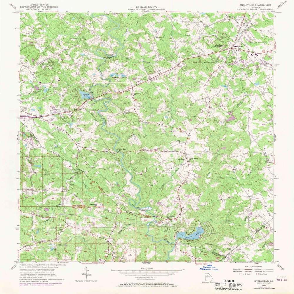 YellowMaps Snellville GA topo map, 1:24000 Scale, 7.5 X 7.5 Minute, Historical, 1956, Updated 1970, 26.9 x 22 in - Polypropylene