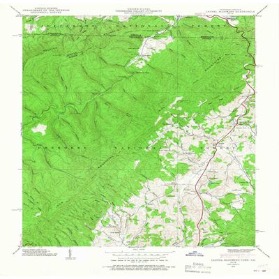YellowMaps Laurel Bloomery TN topo map, 1:24000 Scale, 7.5 X 7.5 Minute, Historical, 1938, Updated 1967, 27.5 x 22 in - Polypropylene