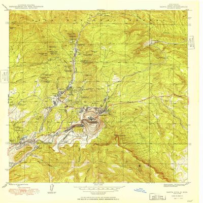 YellowMaps Santa Rita NM topo map, 1:24000 Scale, 7.5 X 7.5 Minute, Historical, 1948, 26.8 x 21.8 in - Polypropylene