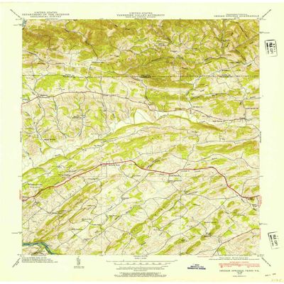 YellowMaps Indian Springs TN topo map, 1:24000 Scale, 7.5 X 7.5 Minute, Historical, 1939, Updated 1954, 27.4 x 22 in - Polypropylene