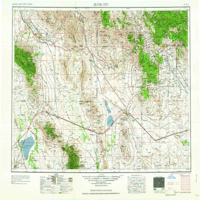 YellowMaps Silver City NM topo map, 1:250000 Scale, 1 X 2 Degree, Historical, 1958, 22.1 x 34.1 in - Polypropylene