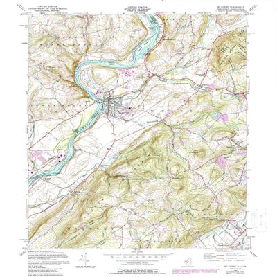 YellowMaps Belvidere NJ topo map, 1:24000 Scale, 7.5 X 7.5 Minute, Historical, 1955, Updated 1988, 27 x 22 in - Polypropylene