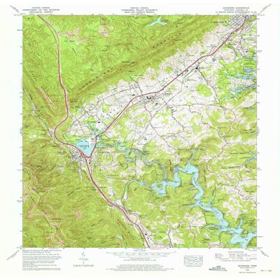 YellowMaps Jacksboro TN topo map, 1:24000 Scale, 7.5 X 7.5 Minute, Historical, 1973, Updated 1975, 27.4 x 22 in - Tyvek