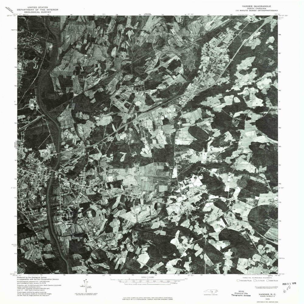 YellowMaps Vander NC topo map, 1:24000 Scale, 7.5 X 7.5 Minute, Historical, 1976, Updated 1978, 26.7 x 21.8 in - Polypropylene