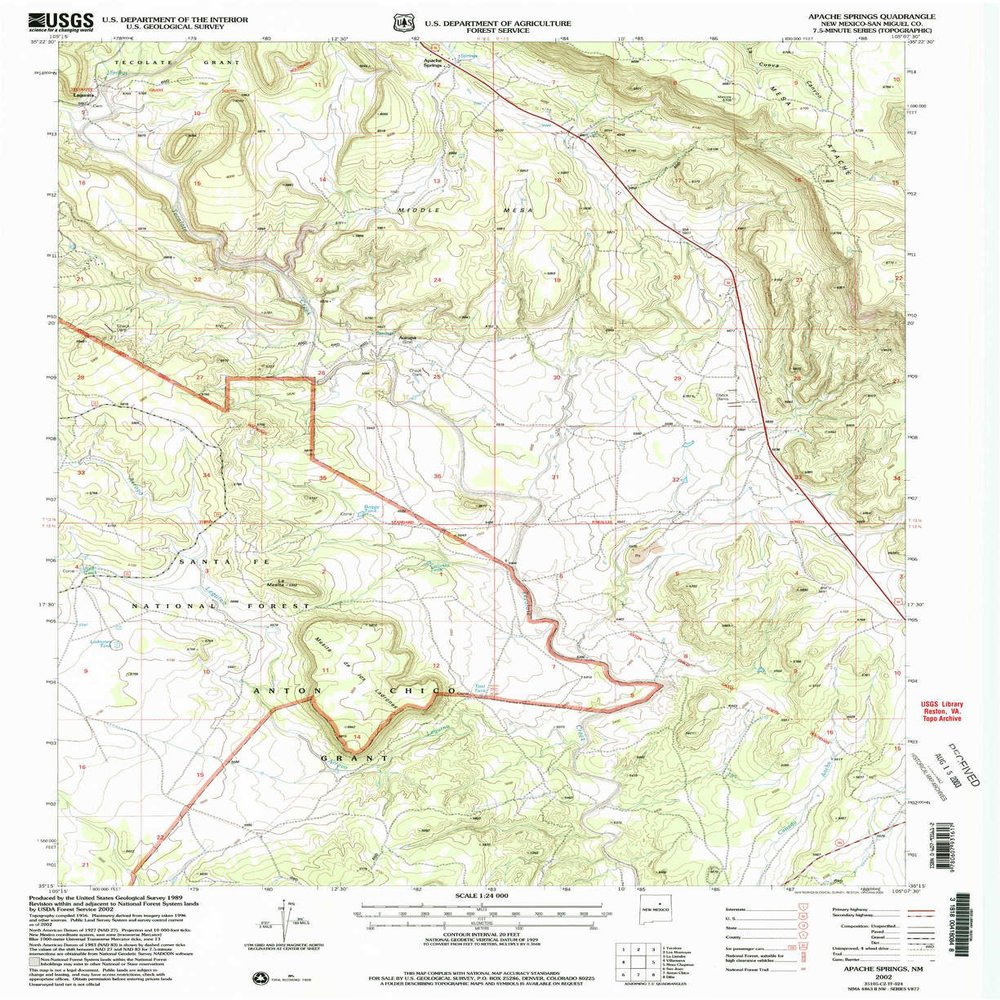 YellowMaps Apache Springs NM topo map, 1:24000 Scale, 7.5 X 7.5 Minute, Historical, 2002, Updated 2003, 27 x 22 in - Polypropylene