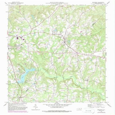 YellowMaps Broadway NC topo map, 1:24000 Scale, 7.5 X 7.5 Minute, Historical, 1977, Updated 1988, 26.9 x 22 in - Polypropylene