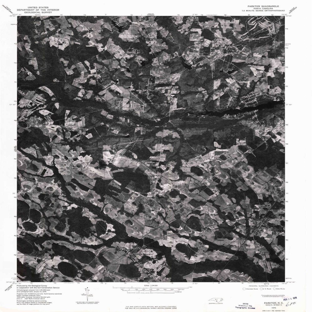 YellowMaps Parkton NC topo map, 1:24000 Scale, 7.5 X 7.5 Minute, Historical, 1976, Updated 1978, 26.6 x 21.8 in - Polypropylene