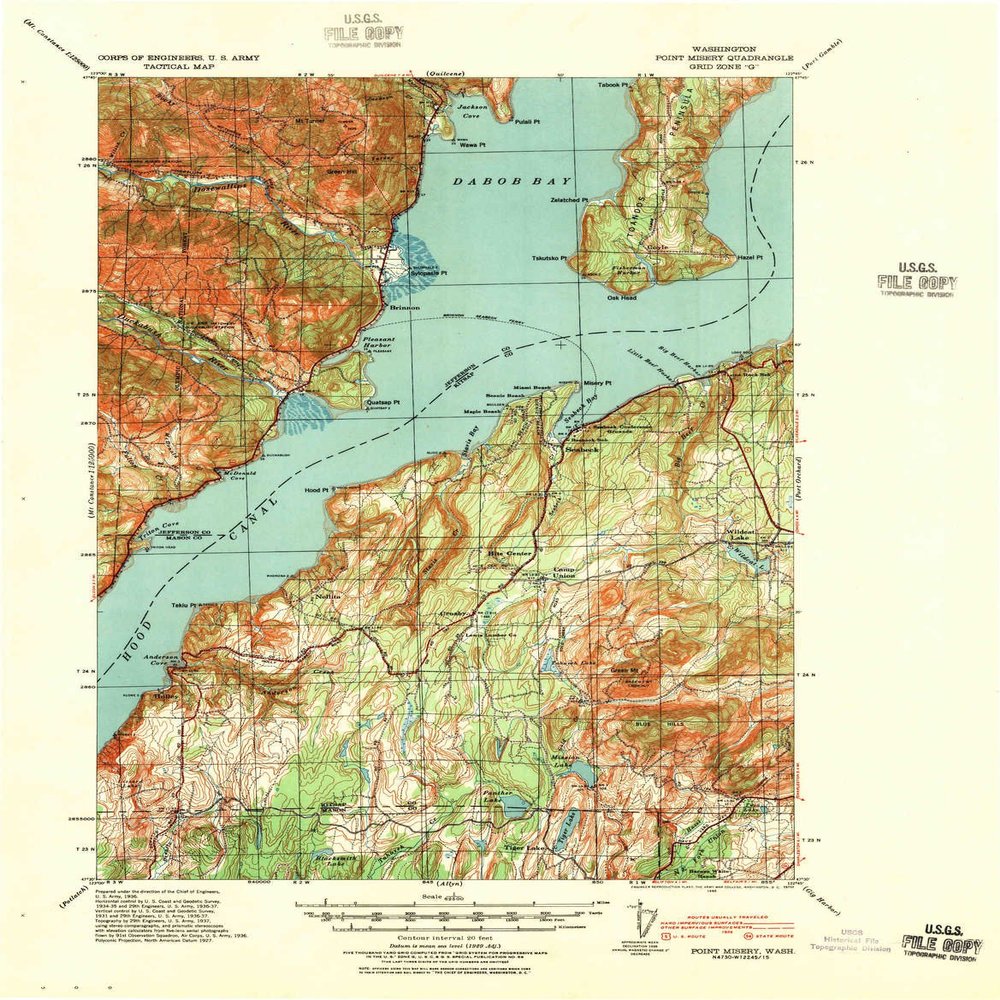 YellowMaps Point Misery WA topo map, 1:62500 Scale, 15 X 15 Minute, Historical, 1940, 21.8 x 17 in - Polypropylene