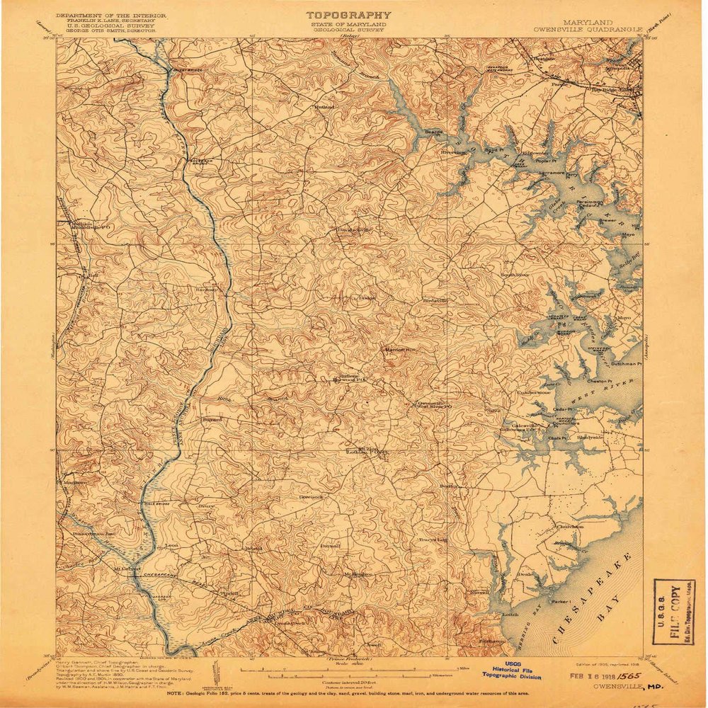 YellowMaps Owensville MD topo map, 1:62500 Scale, 15 X 15 Minute, Historical, 1905, Updated 1918, 20 x 16.5 in - Tyvek