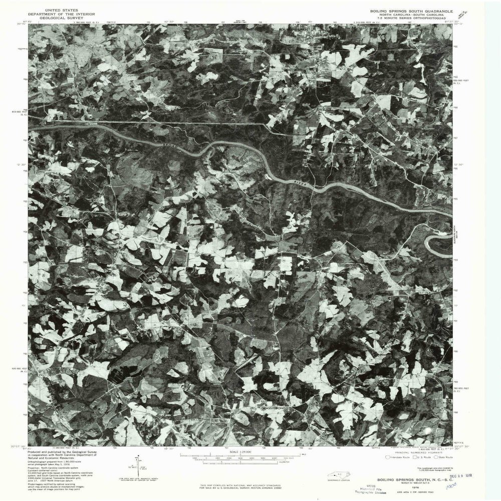 YellowMaps Boiling Springs South NC topo map, 1:24000 Scale, 7.5 X 7.5 Minute, Historical, 1976, Updated 1978, 26.9 x 22 in - Polypropylene