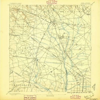 YellowMaps Glassboro NJ topo map, 1:62500 Scale, 15 X 15 Minute, Historical, 1890, Updated 1895, 20.2 x 16.7 in - Polypropylene