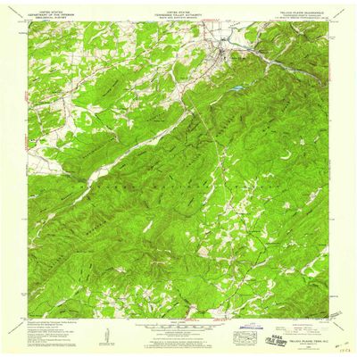 Tellico Plains TN topo map, 1:24000 Scale, 7.5 X 7.5 Minute, Historical, 1957, Updated 1959, 27.3 x 22.1 in - Tyvek
