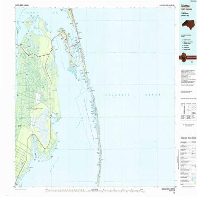 YellowMaps Manteo NC topo map, 1:100000 Scale, 30 X 60 Minute, Historical, 1985, Updated 1985, 24.1 x 44 in - Tyvek