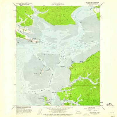 YellowMaps Bay Center WA topo map, 1:24000 Scale, 7.5 X 7.5 Minute, Historical, 1957, Updated 1959, 26.8 x 22 in - Tyvek