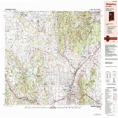 YellowMaps Albuquerque NM topo map, 1:250000 Scale, 1 X 2 Degree, Historical, 1983, Updated 1984, 22.1 x 35.3 in - Polypropylene