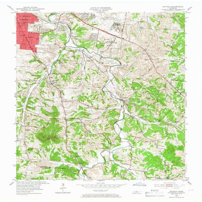 YellowMaps Antioch TN topo map, 1:24000 Scale, 7.5 X 7.5 Minute, Historical, 1952, Updated 1966, 27.5 x 22.1 in - Tyvek