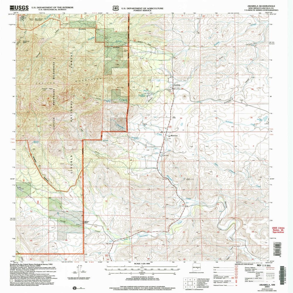 YellowMaps Arabela NM topo map, 1:24000 Scale, 7.5 X 7.5 Minute, Historical, 2004, Updated 2006, 27 x 22.1 in - Polypropylene