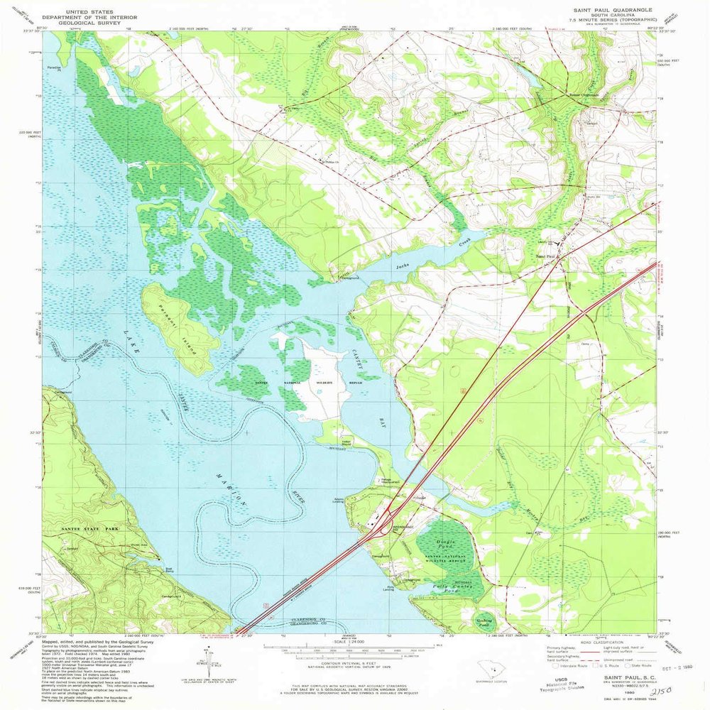 YellowMaps Saint Paul SC topo map, 1:24000 Scale, 7.5 X 7.5 Minute, Historical, 1980, Updated 1980, 26.8 x 22 in - Tyvek