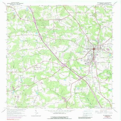 YellowMaps Mc Donough GA topo map, 1:24000 Scale, 7.5 X 7.5 Minute, Historical, 1964, Updated 1989, 26.9 x 22 in - Polypropylene