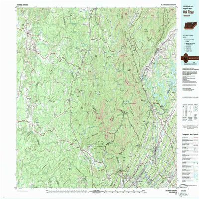 YellowMaps Oakridge TN topo map, 1:100000 Scale, 30 X 60 Minute, Historical, 1979, Updated 1980, 24.1 x 44.2 in - Tyvek