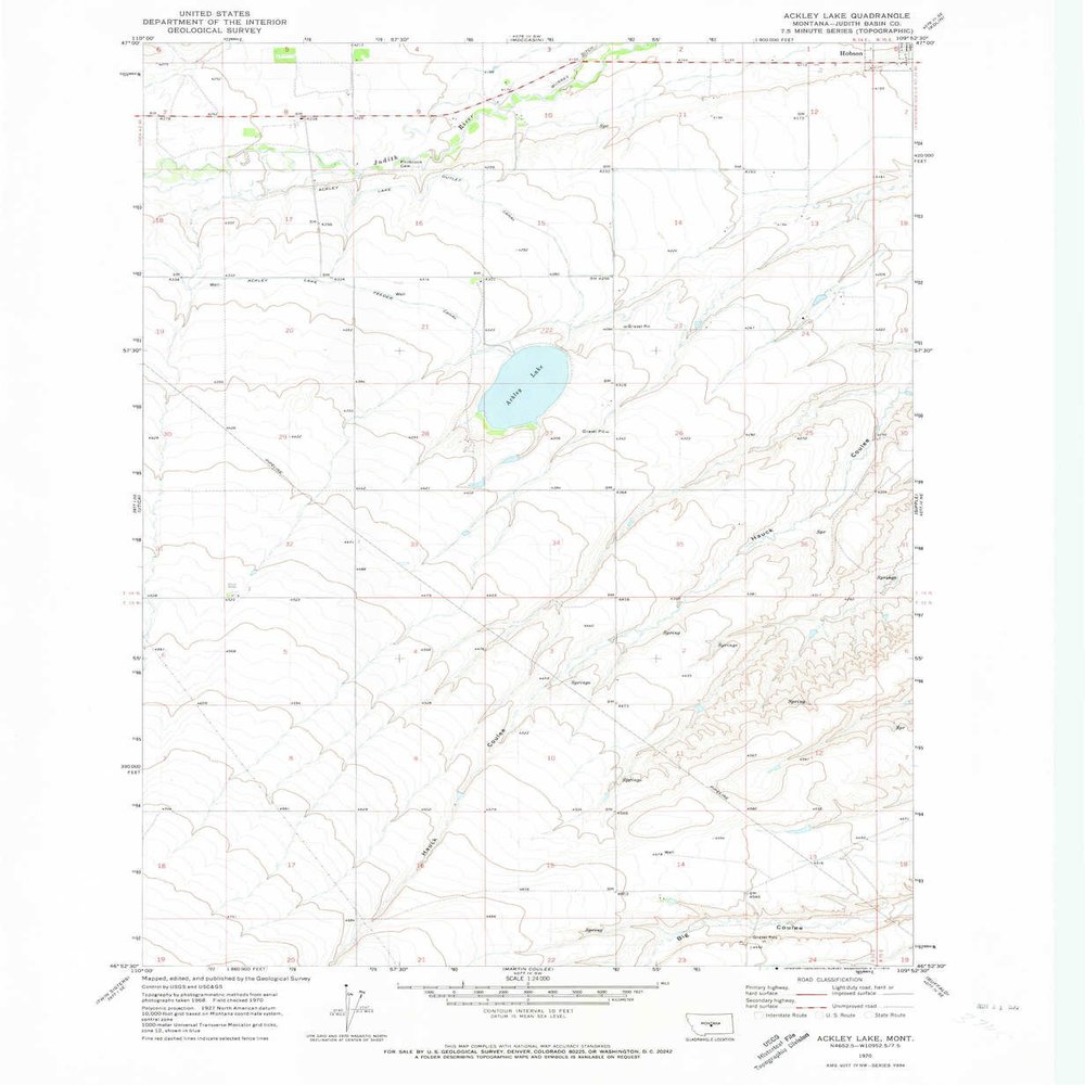 YellowMaps Ackley Lake MT topo map, 1:24000 Scale, 7.5 X 7.5 Minute, Historical, 1970, Updated 1973, 26.8 x 22 in - Polypropylene