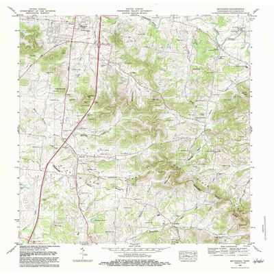 YellowMaps Bethesda TN topo map, 1:24000 Scale, 7.5 X 7.5 Minute, Historical, 1982, Updated 1983, 27.4 x 22.1 in - Polypropylene