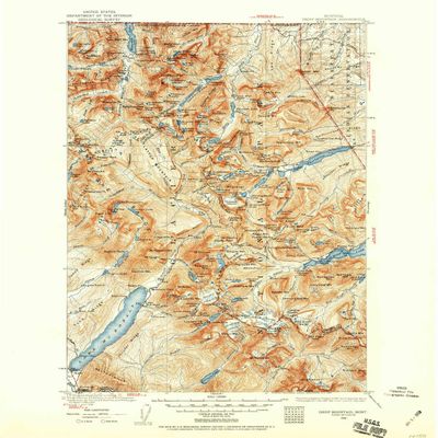 YellowMaps Chief Mountain MT topo map, 1:125000 Scale, 30 X 30 Minute, Historical, 1938, Updated 1959, 20.8 x 17 in - Tyvek