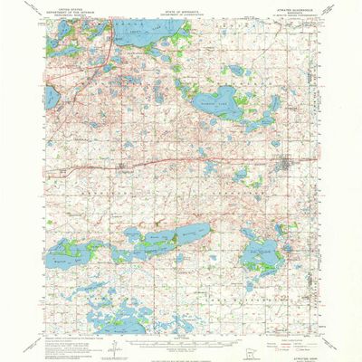 YellowMaps Atwater MN topo map, 1:62500 Scale, 15 X 15 Minute, Historical, 1956, Updated 1974, 20.1 x 16.5 in - Tyvek