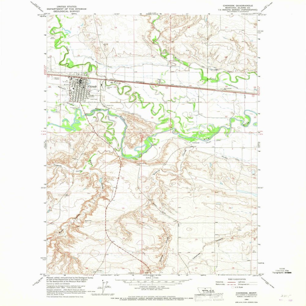 YellowMaps Chinnok MT topo map, 1:24000 Scale, 7.5 X 7.5 Minute, Historical, 1964, Updated 1967, 26.9 x 22 in - Polypropylene