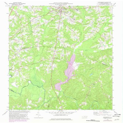 YellowMaps Creedmoor NC topo map, 1:24000 Scale, 7.5 X 7.5 Minute, Historical, 1974, Updated 1982, 26.9 x 21.9 in - Polypropylene