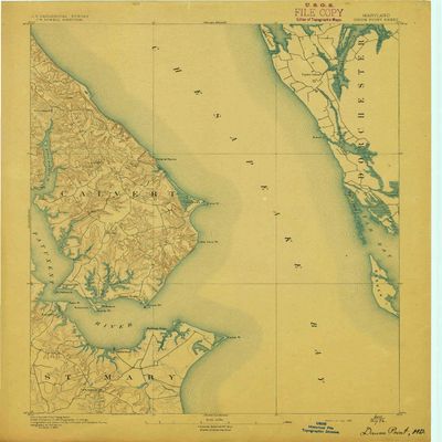 YellowMaps Drum Point MD topo map, 1:62500 Scale, 15 X 15 Minute, Historical, 1892, 19.8 x 16.5 in - Polypropylene