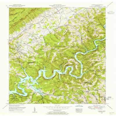YellowMaps Ausmus TN topo map, 1:24000 Scale, 7.5 X 7.5 Minute, Historical, 1952, Updated 1955, 27.5 x 22.1 in - Polypropylene