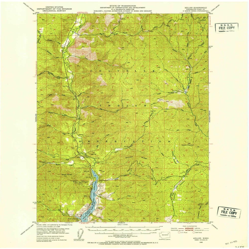 Keller WA topo map, 1:62500 Scale, 15 X 15 Minute, Historical, 1952, Updated 1953, 20.9 x 17 in - Tyvek