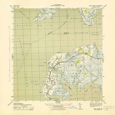 Deal Island MD topo map, 1:31680 Scale, 7.5 X 7.5 Minute, Historical, 1943, 21.5 x 17.7 in - Polypropylene