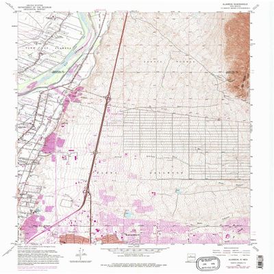 YellowMaps Alameda NM topo map, 1:24000 Scale, 7.5 X 7.5 Minute, Historical, 1960, Updated 1975, 27 x 22.1 in - Tyvek